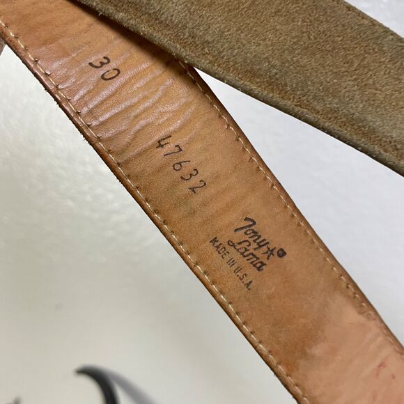 Vintage Tony Lama Western Tan Suede Belt 30 1.25in Cowboy Southwest Made in USA - Picture 6 of 8